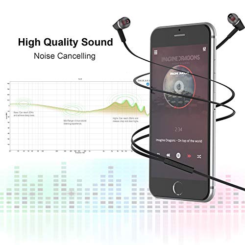 Headphones, Earbuds Earphones with Microphone and Volume Control, Wired Headphones for Smartphone Compatible with 3.5 mm Corded Headsets Black