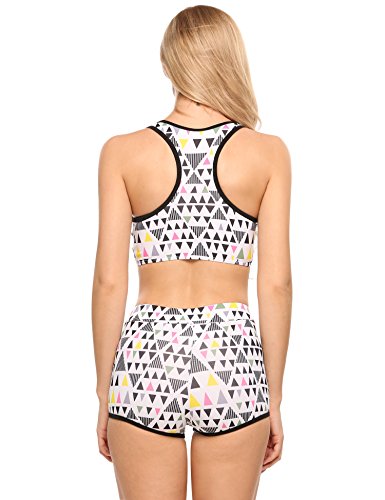 Ekouaer Women痴 Sports Padded Racer Back Tankini Swimsuit (White, L)