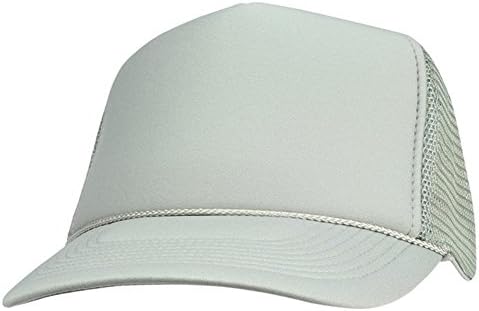 QML Trucker Cap Mesh Hat with Solid, Two Tone Colors and Adjustable Snapback Strap and Small Braid (Solid, GREY)