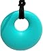Baby Teething Necklace - Best Teether Necklace for Nursing Moms. Organic, BPA free, Silicone, Natural Teether Ring Donut Pendant for mom to wear. Turquoise. 100% Satisfaction Guaranteed