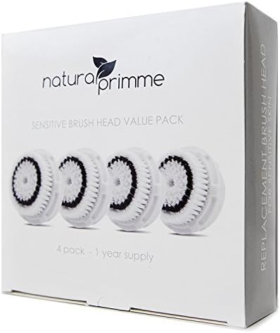 Sensitive Facial Cleansing Brush Head Replacement (4 Pack) - Natura Primme Facial Cleaners Brushes for MIA / MIA 2 / PRO / PLUS / Alpha Fit &amp; Radiance Cleansing Systems