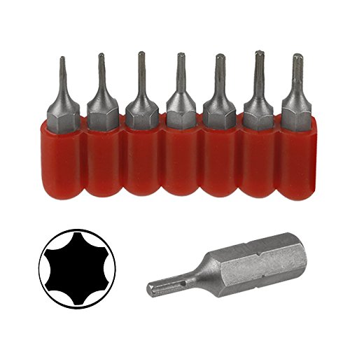 Click Here to See More Images Mini 1/4-inch Hex TORX Star Bits, 7-pack - T4-T10
