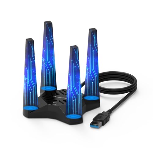 AX1800 USB WiFi Adapter for Desktop PC, WAVLINK USB WiFi Dongle, Dual Band 5Ghz(1201Mbps) + 2.4Ghz(574Mbps), MU-MIMO, Beamforming, WPA3 Encryption, Built-in Driver, Support Win 11/10
