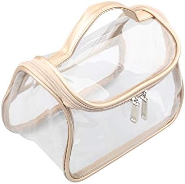 Heavy Duty Clear Cosmetic Bag Waterproof Transparent Travel Makeup Toiletry Organizer Bag (Gold) 4 Heavy Duty Clear Cosmetic Bag Waterproof Transparent Travel Makeup Toiletry Organizer Bag (Gold)