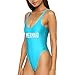 Dixperfect® Womens Sexy One-Piece Swimsuit Letter Printed Bodysuit High Cut Legs Backless (XL, P6)