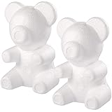 Amosfun 2PCS Foam Bear Shape Modelling Polystyrene Styrofoam Foam Bear Mould White DIY Craft for Flower Arranging Gift Wedding Party Decoration 20cm x 13cm