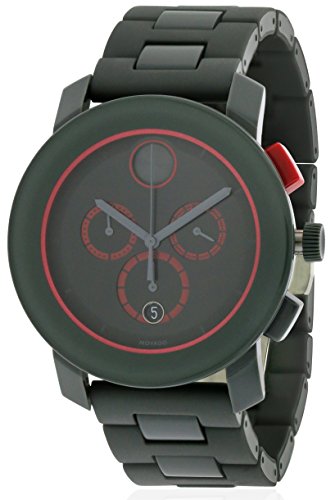 Movado Bold Chronograph Black Dial Dark Grey SS Band Quartz Mens Watch 3600272