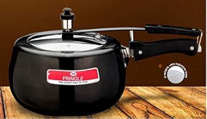 PRINGLE Black Induction Base Aluminium Body & Outer Lid Pressure Cooker (3 litres)