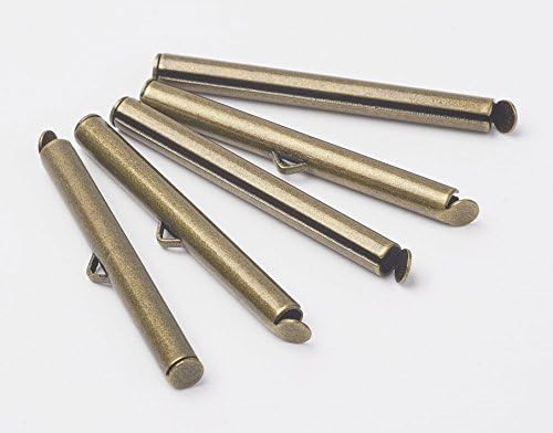 12pcs Brass Clasps, Slide On Connector, Tube Clasps, Jewelry Findings Antique Bronze Color 39.5x4mm Loom Jewelry Making