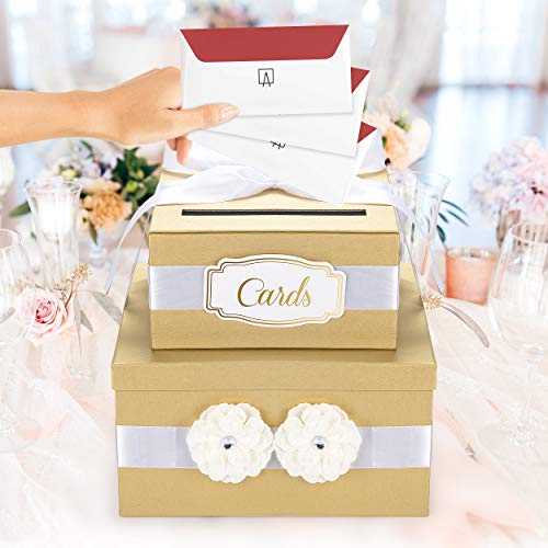 Algopix Similar Product 7 - Gold Gift Card Box  2 Tier  Perfect