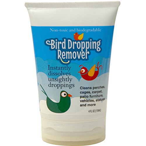 Bird Dropping Remover 4oz. an Essential for Removing Bird Droppings and Stains. The Best Bird Poop Cleaner for Baths, Perches, Cages, Carpet, Patio Furniture, Vehicles, Statues, and More!