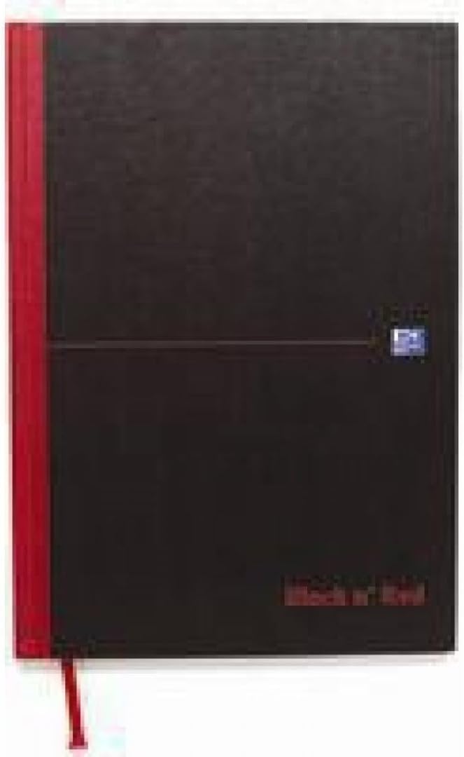 Oxford Black n Red Book Casebound 90gsm Plain 192 Pages A4 Ref H64068 [Pack of 5], Black/Red