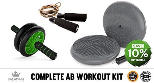 JRL-ABR-SD kit bundle set pack Leather Jump Rope Skipping Skip Jumping Ab Roller Wheel Abs Abdominal Stomach Core Shredder Stability Balance Disk Chair Cushion Seating Disc Wobble Wiggle Air Seat Kids