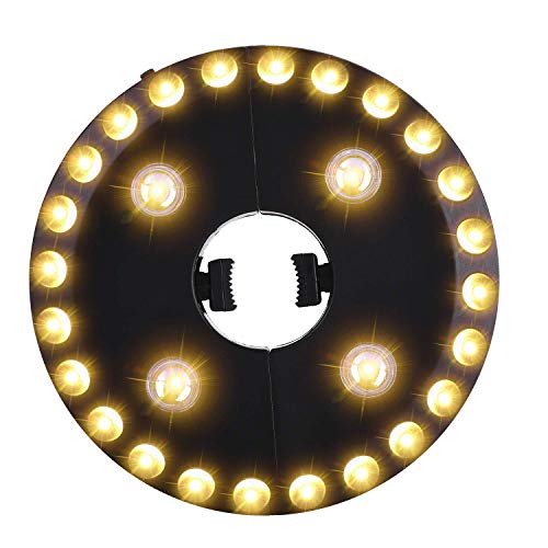OYOCO Warm White Patio Umbrella Light 3 Brightness Modes Cordless 28 LED Lights at 200 lumens 4 x AA Battery Operated,Umbrella Pole Light for Patio Umbrellas,Camping Tents (Renewed)