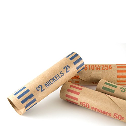 36 Assorted Preformed Coin Wrappers Made in The USA from Recycled Kraft Paper (36)