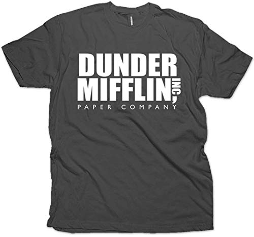 Daft Threads ~ Dunder Mifflin Office T-Shirt & Sticker Charcoal (Medium)