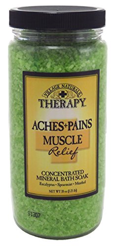 Village Naturals Aches + Pains Muscle Mineral Bath Soak 20 Ounce (591ml) (3 Pack)