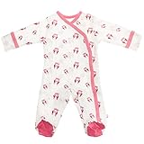 Babysoy Baby Organic Cotton Pattern Footie Pajamas (Pink Bear, 12-18 Months)