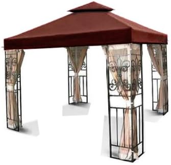 New MTN Gearsmith 10'x10' 2-tiered Replacement Garden Gazebo Canopy Top Sun Shade - Nutmeg Brown