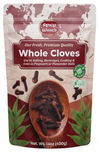 Cloves Whole Bulk 14 Oz Bag - Pure, Non-GMO, Premium Hand Picked Quality - Great for Foods, Clove Tea, Clove Pomander Balls & Potpourri - Aromatic & Richly Flavored Cloves Whole by Spicy World