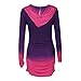 Wensltd Women Hoodies Sweatshirts Long Sleeve Hooded Gradient Color Tops (XL, Purple)