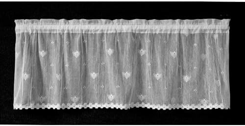 Heritage Lace Bee Valance with Trim, 45 by 15", White