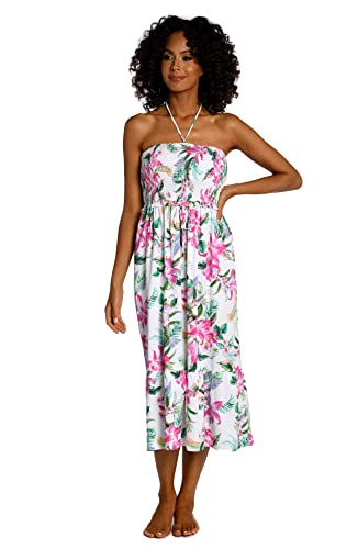 La Blanca Women’s Tie Front Dress Swimsuit Cover Up, Multi//Mystic Palms, XL