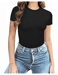 MANGOPOP Mono de manga corta para mujer, cuello redondo modal