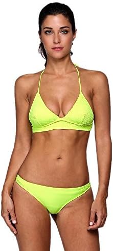 AiSiC Women Halter Padded Lace Up Solid Bikini Set Swimwear