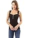 PattyBoutik Women Zip Front V-Neck Tank Top (Black Small)