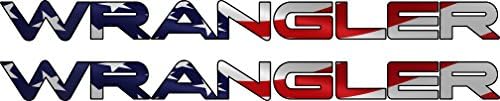 avgrafx Wrangler Jeep Style Color Decal Cast Vinyl American Flag 2 Decals Laminated 2x22 Inches