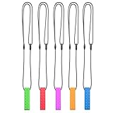 Chewelry Sensory Chew Necklace for Boys & Girls - Chewlery Necklaces for Kids with ADHD, SPD, Autism - Chewy Oral Motor Chewing Toys - Teething Silicone for Children with Anxiety - Brick Style 5 Pack