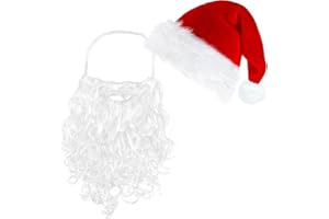 Santa Hats and Beard for Adults Christmas Costume Decorations Xmas Hats Santa Beard Mask Face Cover for Men Women