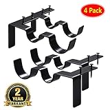 vidsel Double Curtain Rod Brackets,No Drill Adjustable Curtain Rod Holders Tap Right Into Window Frame for Bedroom Decoration 2 Set (2R+2L) ...