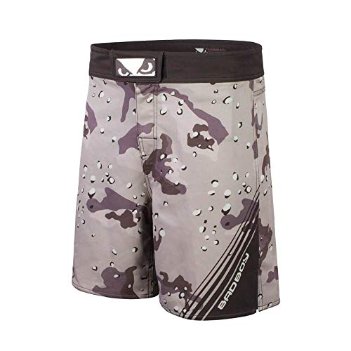 Bad Boy Soldier Series Bamboo Fiber Fitness Workout Training MMA Mixed Martial Arts Fight Shorts Camo Brown Small Brown - Small