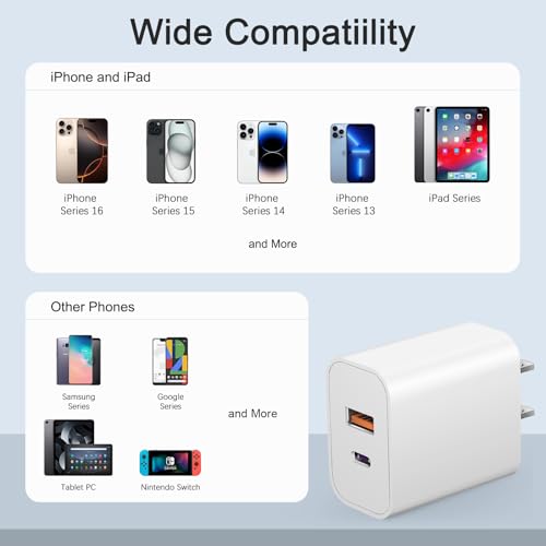 [4 Pack] USB C Charger Block Charging Block Type C Charger 20W Wall Chargers for iPhone Air/17/17 Plus/17 Pro/17 Max/16/16 Plus/16 Pro Max/15/15 Pro Max/14/13/12/Samsung/Android