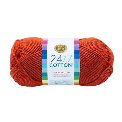 Lion Brand Yarn Company algodon de Lana, 100% algodon, Color Naranja