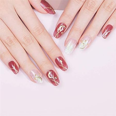 Amazon 24pcs 3d 星の月 可愛い優雅ネイル パールムーンデコレーション つ げつ せい しん 手作りネイルチップ ネイル花嫁じ Collection Nanosky ネイルチップ 通販