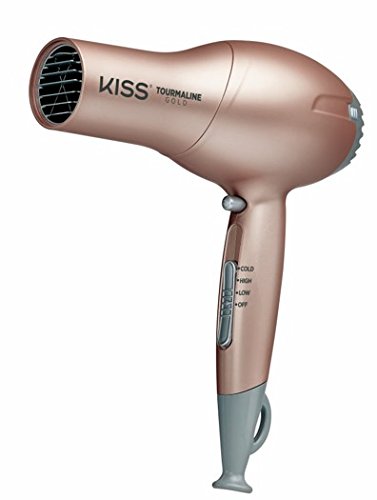 Click Here to See More Images Kiss Products 1875 Watt Ceramic Tourmaline Styling Hairdryer Gold Edition, 24 Ounce – With Additional Concentrator Accessory