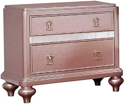 Amazon Com Furniture Of America Appell Contemporary Wood 2 Drawer Nightstand In Rose Gold Furniture Decor