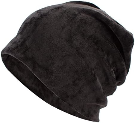 GEEBRO Unisex Winter Velour Beanie Hat Faux Velvet Cap Warm Flannel For Women