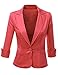 Doublju Womens 3/4 Sleeve Spandex Peaked Collar Cropped Blzer
