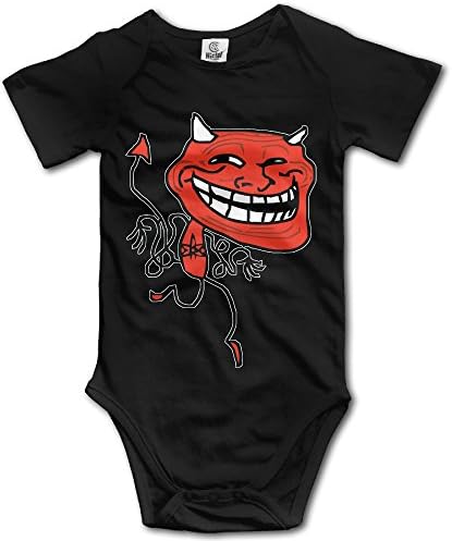 Troll Devil Evil Smail Face Funny Baby Onesie Cotton Gauze Screen-Print Memorial Baby Bodysuit Onesies