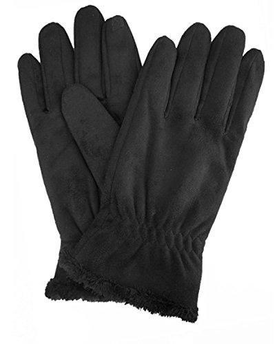 Isotoner Women's Faux Suede SmarTouch Gloves, Medium, Black