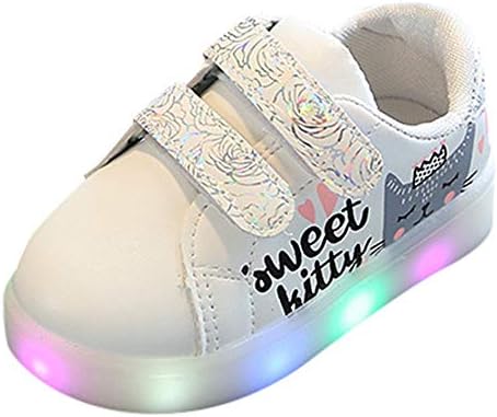 Girls Princess Shoes, Familizo Children Kid?Girls Sport Cat Letter Heart Print?Led Light Luminous Casual Shoes Best Gifts Sneakers for Indoor Outdoor