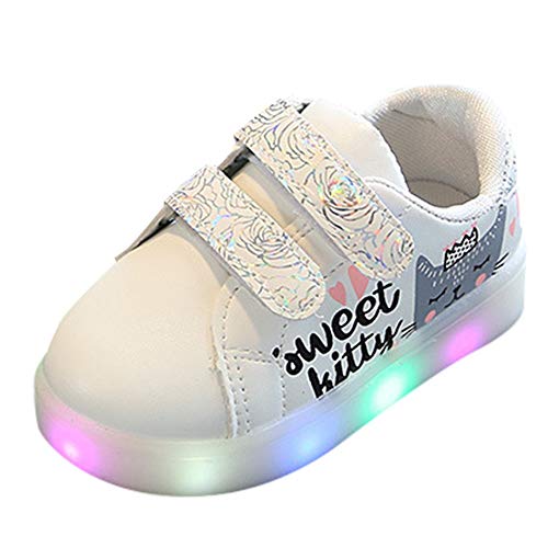 Girls Princess Shoes, Familizo Children Kid?Girls Sport Cat Letter Heart Print?Led Light Luminous Casual Shoes Best Gifts Sneakers for Indoor Outdoor