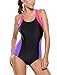 Sidefeel Women Racerback Athletic One Piece Swimsuit Large Purple
