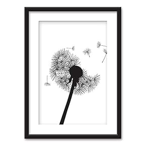 Black Paper Framed Canvas Wall Art for Living Room, Bedroom Dandelions Canvas Prints for Home Decoration Ready to Hanging - 23x31 inches