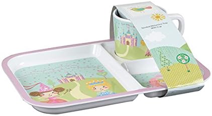 Queens Little Rhymes Cinderella Divided Melamine Tray Cup Set 200ML OP STK 2, Multi-Colour, 20.5 x 20.5 x 26.5 cm
