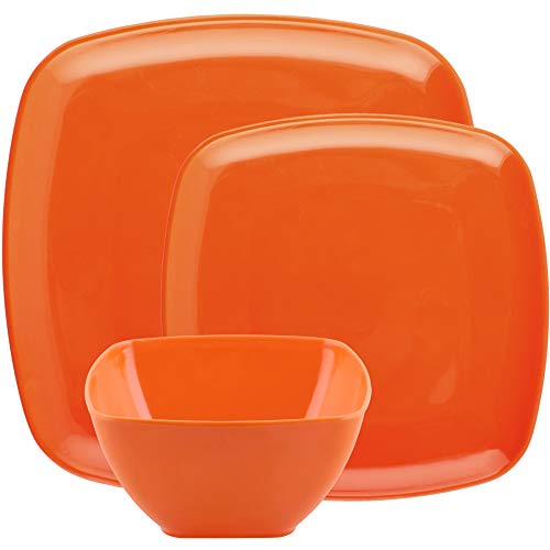 Orange Melamine Plates. Gianna's Home 12 Piece Rustic Farmhouse